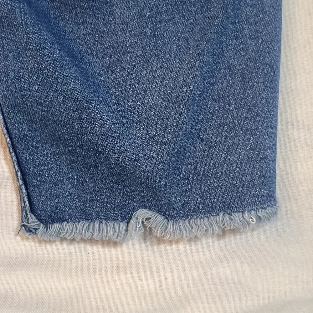 Judy Blue High Rise Boyfriend Fit Jeans Women's 20w Blue Stretch Denim Raw Hem